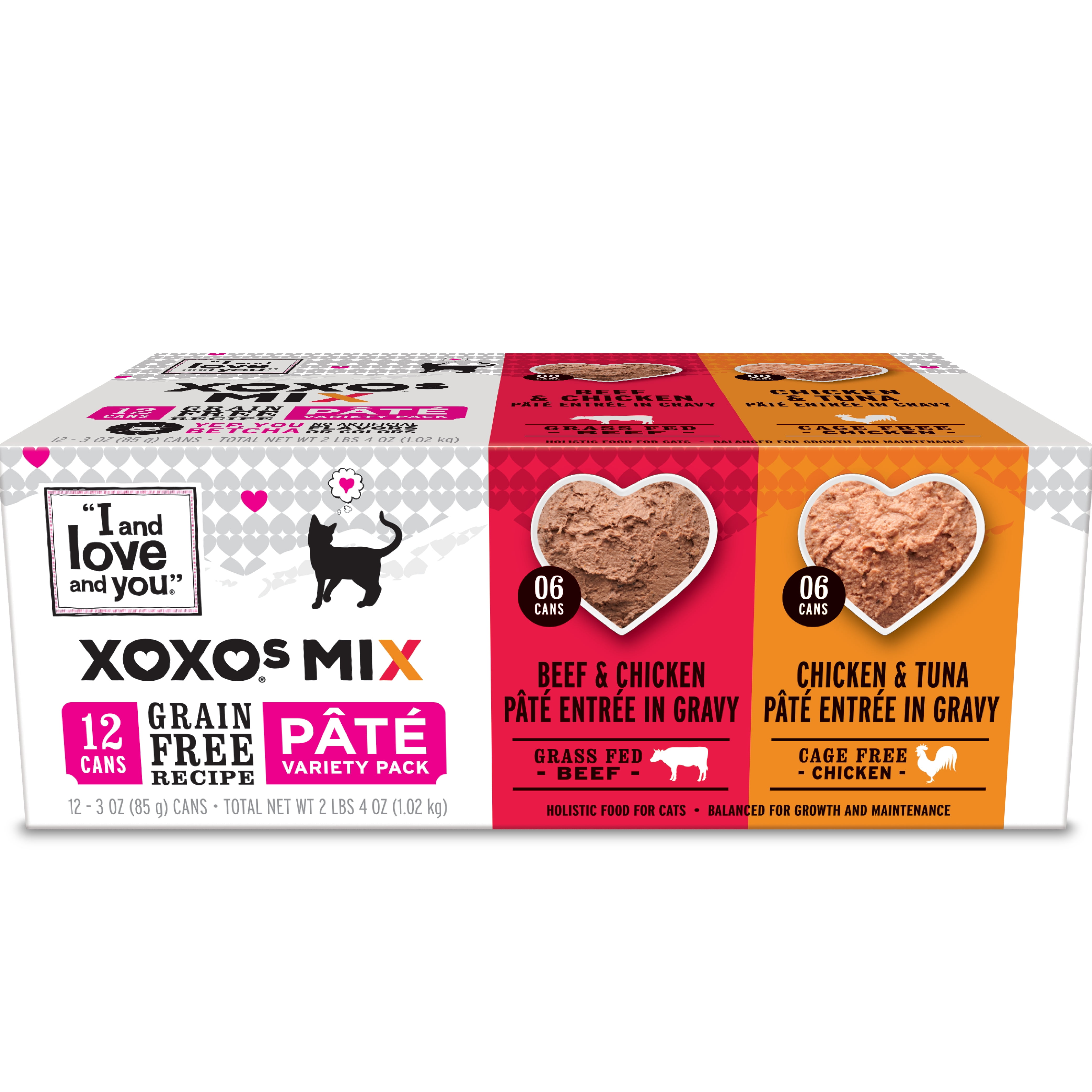 I and love and you XOXOs - Chicken/Beef Pate Variety Grain Free Canned Cat Food, 3 oz Cans (12 Pack)