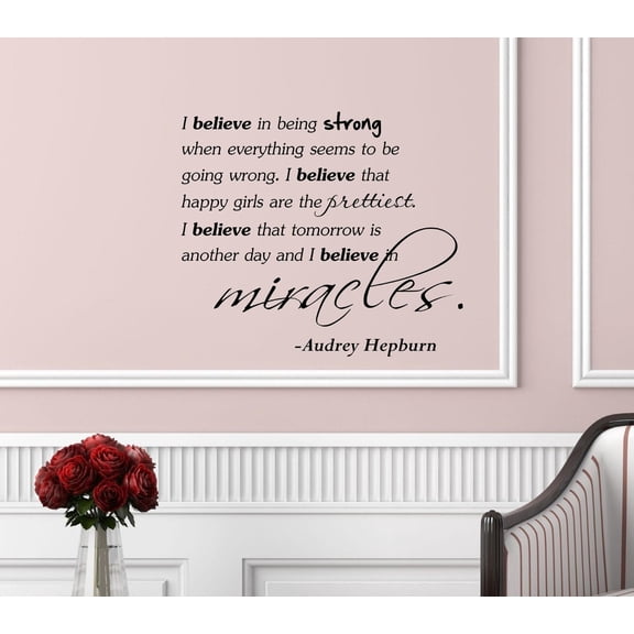 Picniva I Believe in Being Strong When Everything Seems to Be Going Inspirational Quote Vinyl Wall Decal, Black, Removable Self-Adhesive Home Decor