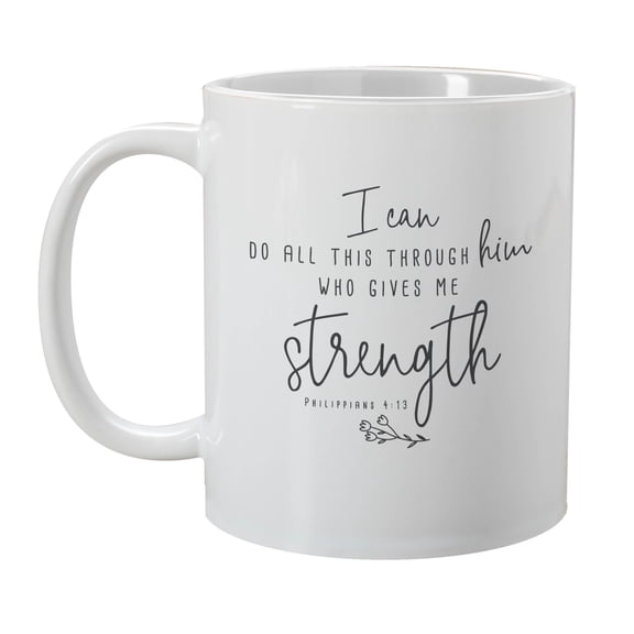 GiftsForYouNow I can do all things Ceramic Coffee Mug White 11oz, Christian Bible Verse Cup