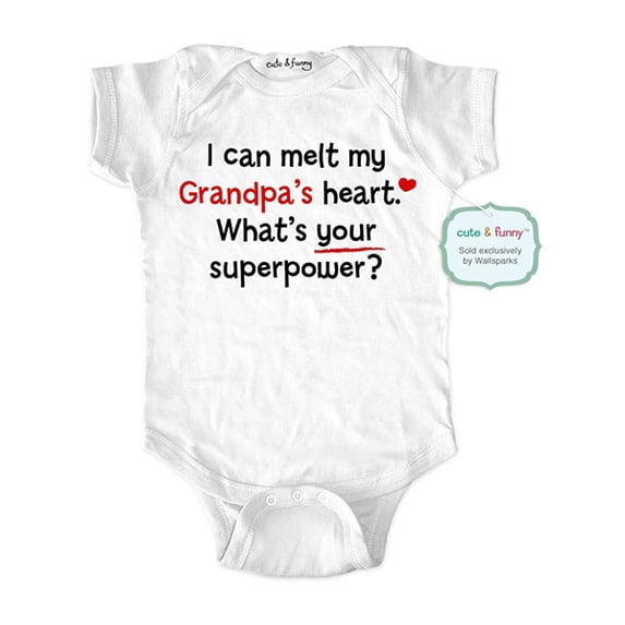 I can melt my Grandpa's heart. What's your superpower? - cute & funny Baby one piece bodysuit - Great Baby Shower Gift