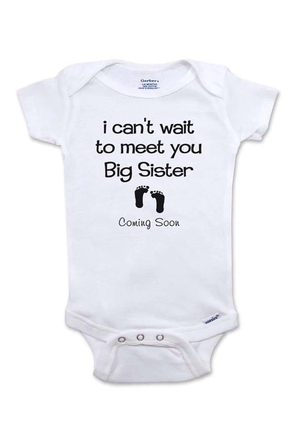 I can't wait to meet you Big Sister Coming Soon Surprise Baby Bodysuit pregnancy announcement 0-3 Months