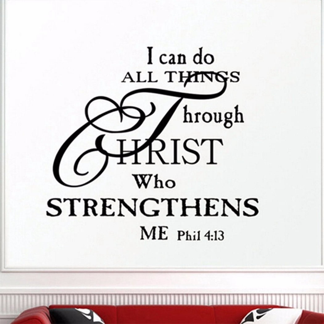 I can do all things, Letters Wall Sticker Waterproof Removable Inspiratiol Quote Decal Quote Decor Sticker for Living Room Bedroom Bathroom Kitchen Home Decor