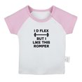 thumbnail image 1 of I'd Flex But I Like This Romper Funny T shirt For Baby, Newborn Babies T-shirts, Infant Tops, 0-24M Kids Graphic Tees Clothing (Short Pink Raglan T-shirt, 0-6 Months), 1 of 4