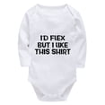 thumbnail image 1 of I'd Flex But I Like This Shirt New Born Outfit Long Sleeve Neutral Baby Girl Clothes White Baby Girl New Born, 1 of 2