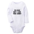 thumbnail image 1 of I'd Flex but I Like This Shirt Funny Rompers, Newborn Baby Unisex Bodysuits, Infant Jumpsuits, Toddler 0-12 Months Kids Long Sleeves Oufits (White, 6-12 Months), 1 of 4