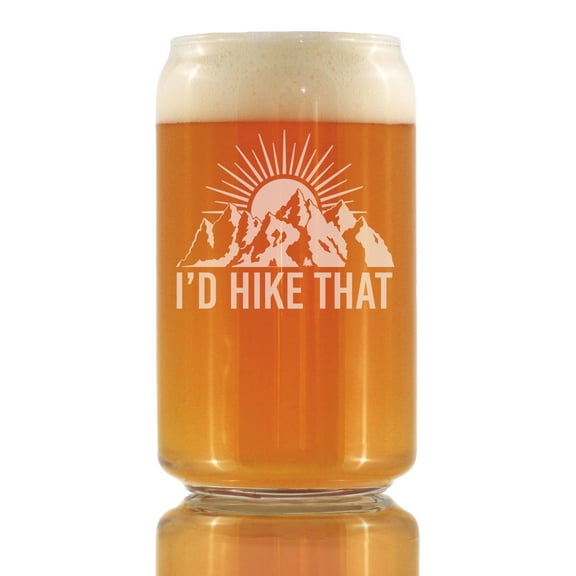 Bevvee Beer Can Pint Glass 16 oz Id Hike That Hiker and Beer Enthusiast Gifts Beer Glasses