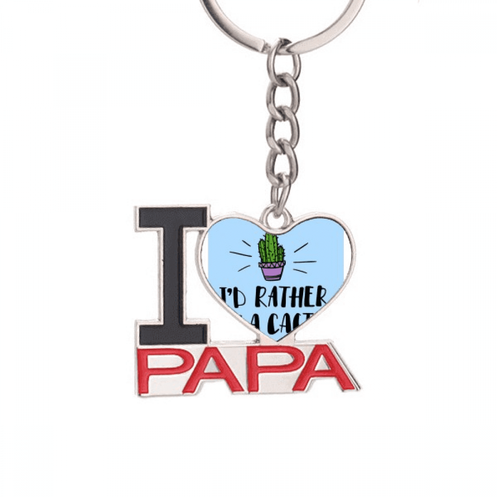 I'd Rather Be A Cactus Cactus Keychain Metal Keyring Holder Love PAPA Father