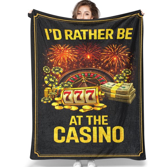 I'd Rather Be At Casino Blanket, Soft Gambling Gift Blanket for Men Women Home Decor 30x40IN