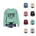 thumbnail image 1 of I'd Rather Be At The Barn Sweatshirts for Women 2025 Long Sleeve Crewneck Sweatshirt Pullover Tops Fall Winter Outfits, 1 of 5