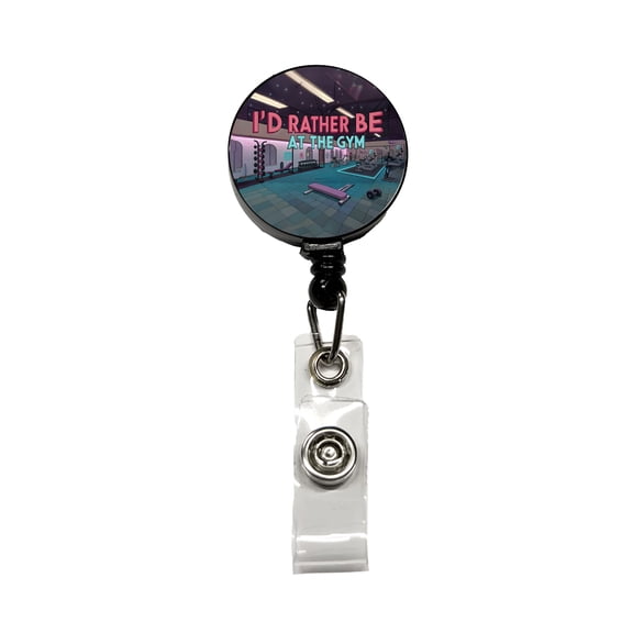 I'd Rather Be At The Gym Retractable Reel ID Badge Key Card Name Tag Holder with Clip