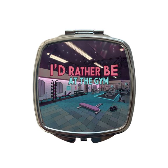 I'd Rather Be At The Gym Travel Makeup Handbag Purse Small Pocket Compact Mirror