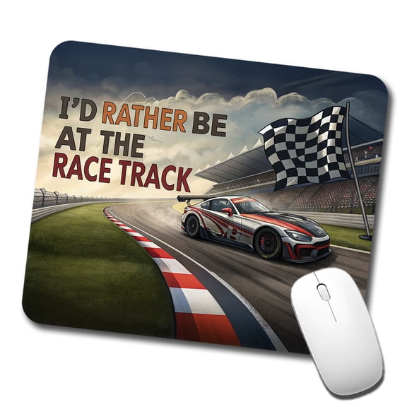 I'd Rather Be At The Race Track Checkered Flag Mouse Pad Low Profile Gaming Mat