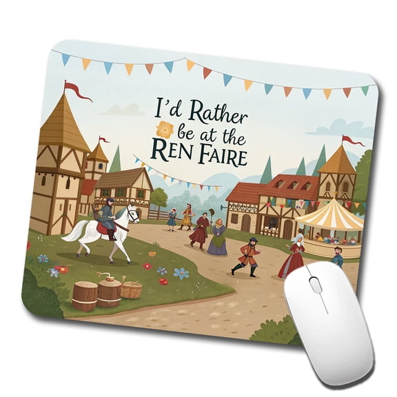 I'd Rather Be At The Ren Faire Medieval Renaissance Festival Mouse Pad Low Profile Gaming Mat