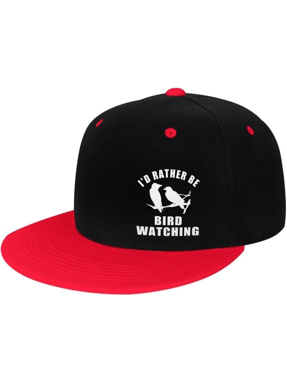 I'd Rather Be Birding Bird Watching Flat Bill Hats Contrast Hip Hop Baseball Cap Unisex Snapback Rock Caps