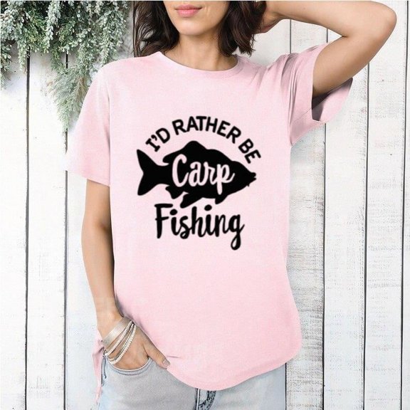 I'd Rather Be Carp Fishing Funny Carp Fisher Dad Angler Hobbyist T-Shirt, for men & women, up to size 5XL