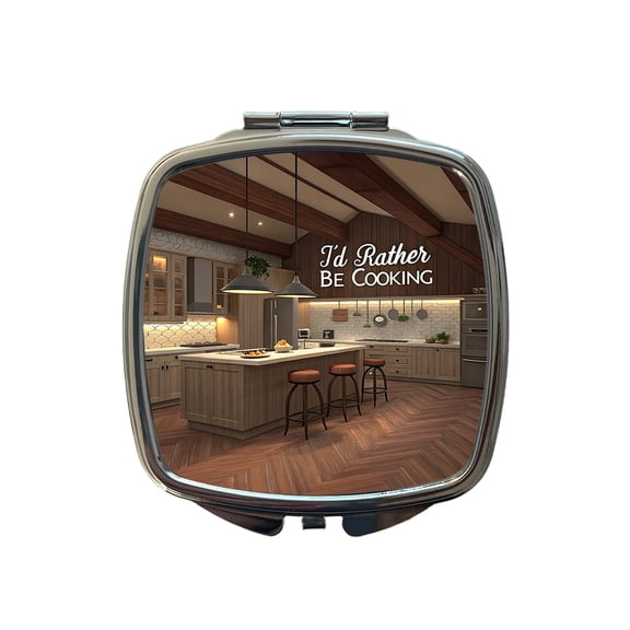 I'd Rather Be Cooking Kitchen Travel Makeup Handbag Purse Small Pocket Compact Mirror
