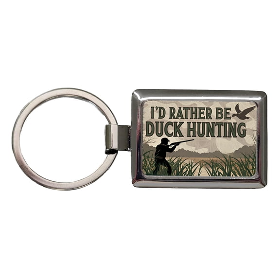 I'd Rather Be Duck Hunting Hunter Metal Rectangle Keychain