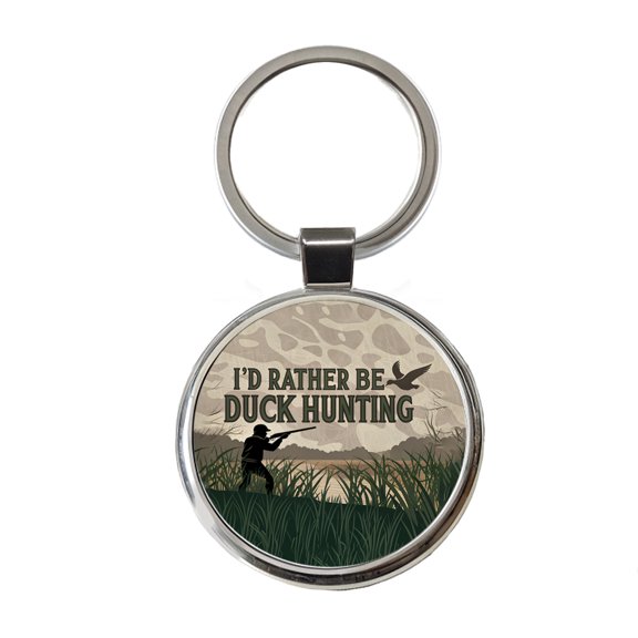 I'd Rather Be Duck Hunting Hunter Metal Round Keychain