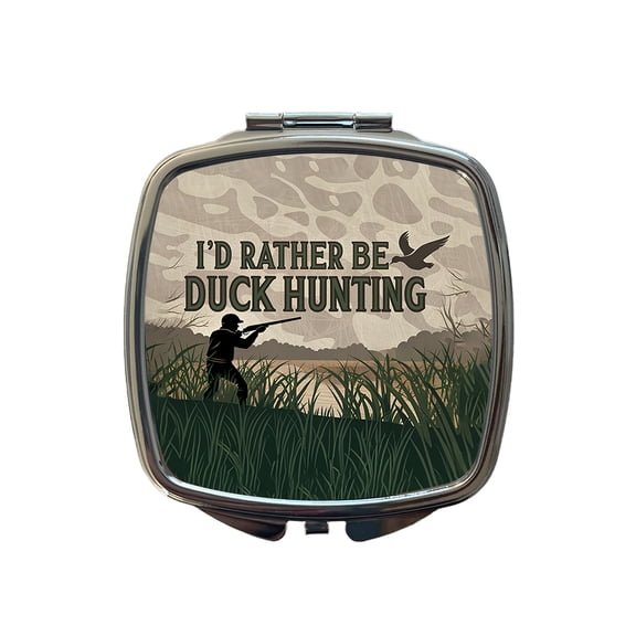 I'd Rather Be Duck Hunting Hunter Travel Makeup Handbag Purse Small Pocket Compact Mirror