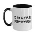 thumbnail image 1 of I'd Rather Be Embroidering. Two Tone 11oz Mug, Embroidery Cup, Cute Gifts For Embroidery, 1 of 2