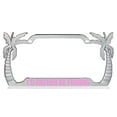 thumbnail image 1 of I'd Rather Be Fishing Design Palm Tree Heavy Duty Metal License Plate Frame Auto License Plate Frame/Car Accessories (Chrome/Light Pink), 1 of 5