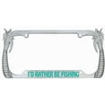 thumbnail image 1 of I'd Rather Be Fishing Design Palm Tree Heavy Duty Metal License Plate Frame Auto License Plate Frame/Car Accessories (Chrome/Turquoise), 1 of 6