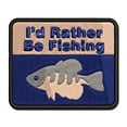 thumbnail image 1 of I'd Rather Be Fishing Hobby Angler Applique Multi-Color Embroidered Iron-On Patch - 2.0 Inch Mini, 1 of 5