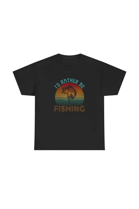 I'd Rather Be Fishing Retro Outdoor Humor Graphic Cotton Unisex T-Shirt up to size 5XL