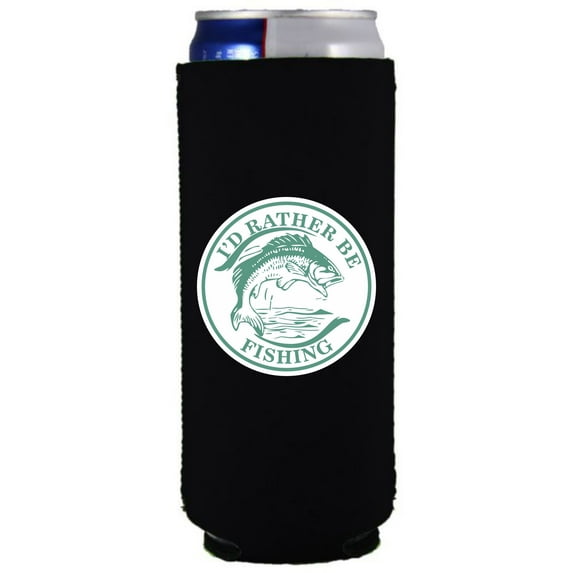 I'd Rather Be Fishing Slim Can Coolie (Black)