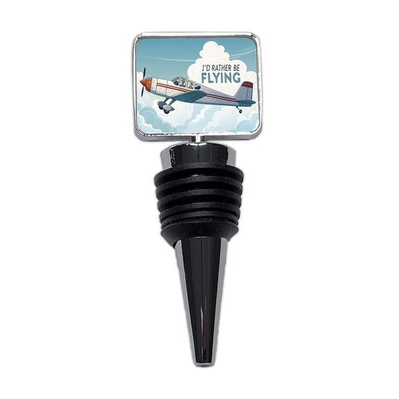 I'd Rather Be Flying Airplane Pilot Wine Bottle Stopper Cap Plug