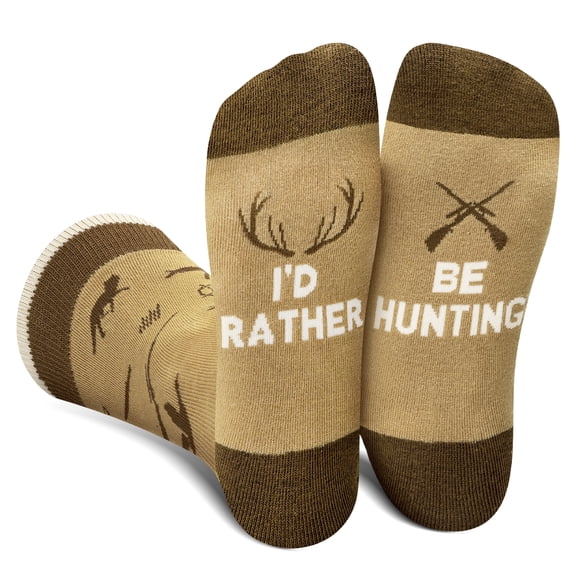 Funny Hunting Socks for Men Dad Teen Boys - I’d Rather Be Hunting Novelty Silly Crazy Funky Socks - Hunters Accessories Birthday Valentines Fathers Christmas Fun Gifts Ideas Stocking Stuffers