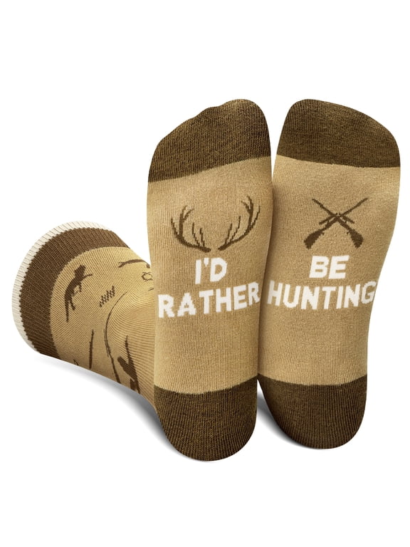 Funny Hunting Socks for Men Dad Teen Boys - I’d Rather Be Hunting Novelty Silly Crazy Funky Socks - Hunters Accessories Birthday Valentines Fathers Christmas Fun Gifts Ideas Stocking Stuffers