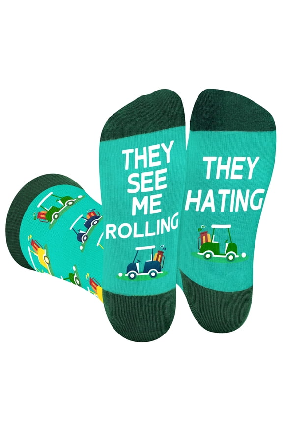 Funny Golf Socks for Men Women Dad Teens-Novelty Funky Cool Crazy Silly Socks-Easter Fathers Valentines Golf Lover Golfer Christmas Birthday Gifts Stocking Stuffers-Green