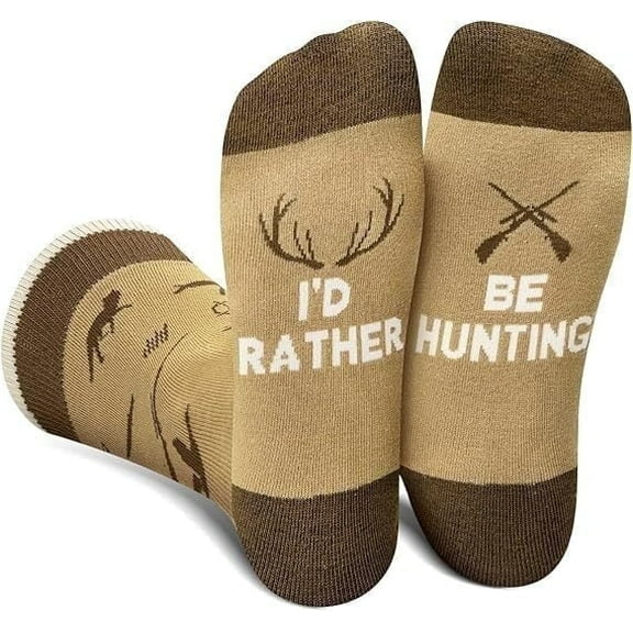 Funny Hunting Socks for Men Dad Teen Boys - I’d Rather Be Hunting Novelty Silly Crazy Funky Socks - Hunters Accessories Birthday Valentines Fathers Christmas Fun Gifts Ideas Stocking Stuffers