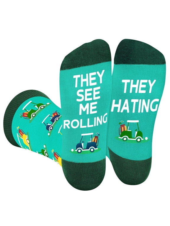 Funny Golf Socks for Men Women Dad Teens-Easter Novelty Funky Cool Crazy Silly Socks- Fathers Valentines Golf Lover Golfer Christmas Birthday Fun Gifts Stocking Stuffers