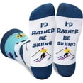 thumbnail image 1 of Funny Skiing Socks for Men Women Teen Boys - I’d Rather Be Skiing Novelty Cool Crazy Outdoor Socks -Easter Fathers Valentines Birthday Fun Gifts for Sports Lovers Christmas Stocking Stuffers, 1 of 7