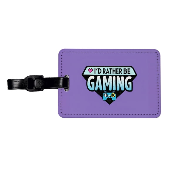 I'd Rather Be Gaming Gamer Faux Leather Travel Luggage Tag