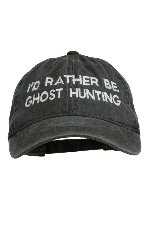 I'd Rather Be Ghost Hunting Embroidered Washed Cap - Black OSFM