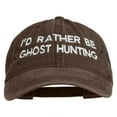 thumbnail image 1 of I'd Rather Be Ghost Hunting Embroidered Washed Cap - Brown OSFM, 1 of 6