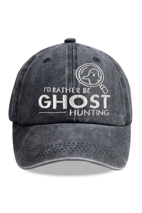 I'd Rather Be Ghost Hunting Hat, Halloween Decorations for Men Women, Adjustable Cotton Spooky Boo Baseball Cap