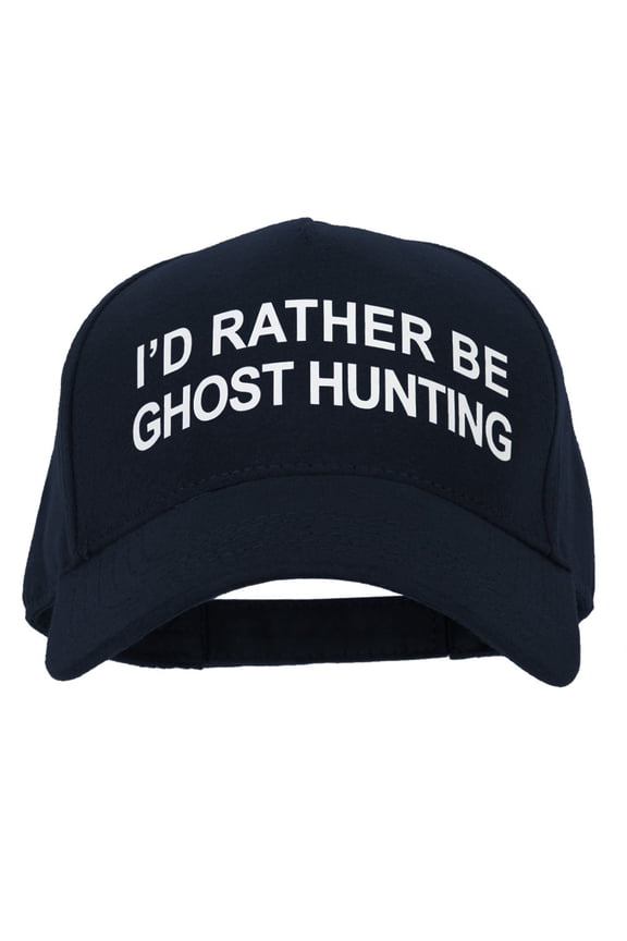 I'd Rather Be Ghost Hunting Heat Transfer 5 Panel Cotton Jersey Knit Cap - Navy OSFM