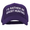 thumbnail image 1 of I'd Rather Be Ghost Hunting Heat Transfer 5 Panel Cotton Jersey Knit Cap - Purple OSFM, 1 of 5