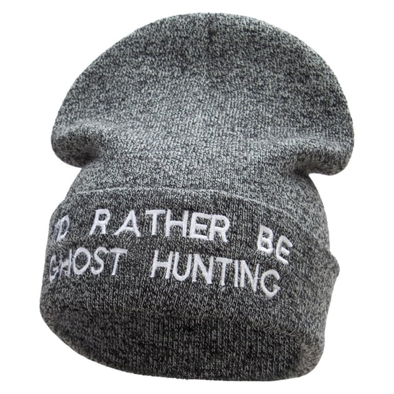 I'd Rather Be Ghost Hunting Long Beanie - Black Marled OSFM