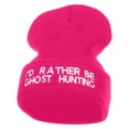 thumbnail image 1 of I'd Rather Be Ghost Hunting Long Beanie - Magenta OSFM, 1 of 5