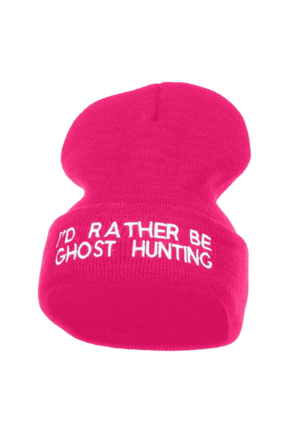 I'd Rather Be Ghost Hunting Long Beanie - Magenta OSFM