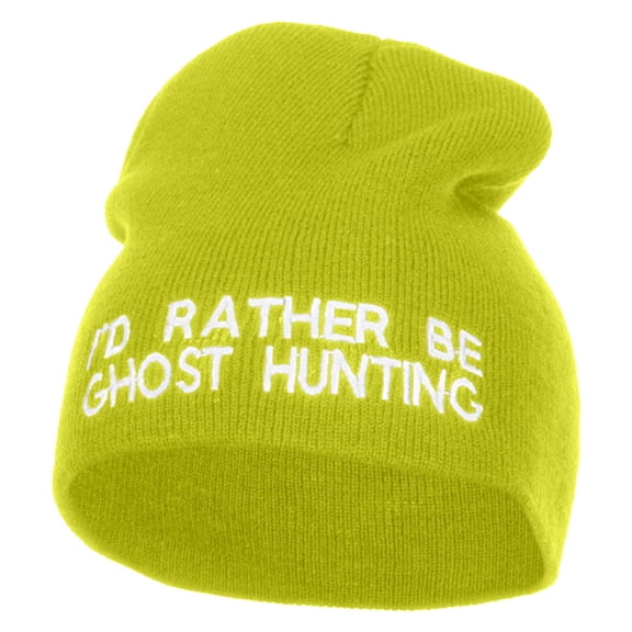 I'd Rather Be Ghost Hunting Short Beanie - Lime OSFM
