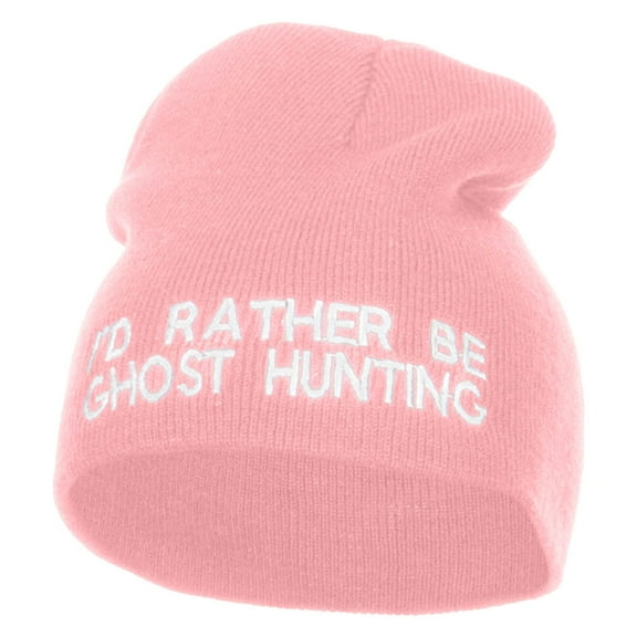 I'd Rather Be Ghost Hunting Short Beanie - Pink OSFM