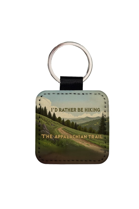 I'd Rather Be Hiking The Appalachian Trail Faux Leather Square Keychain