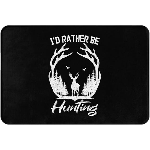 I'd Rather Be Hunting Doormat Welcome Mats 16x24 Inch Indoor Outdoor Non-Slip Carpet Rugs