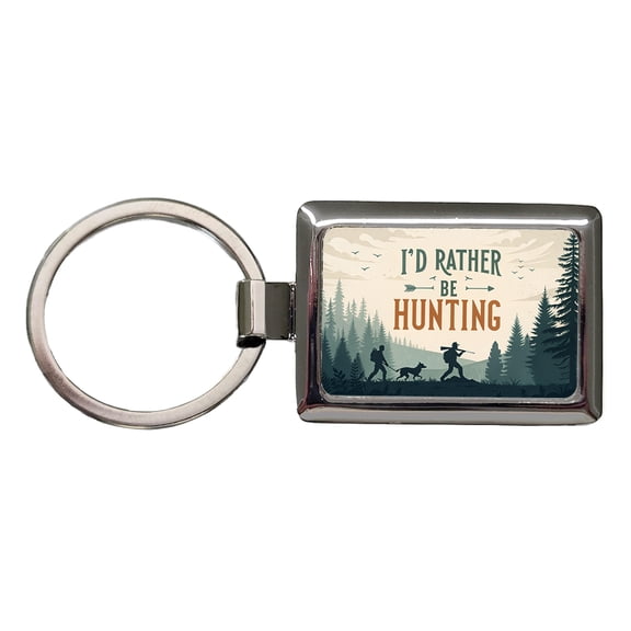 I'd Rather Be Hunting Hunter Metal Rectangle Keychain